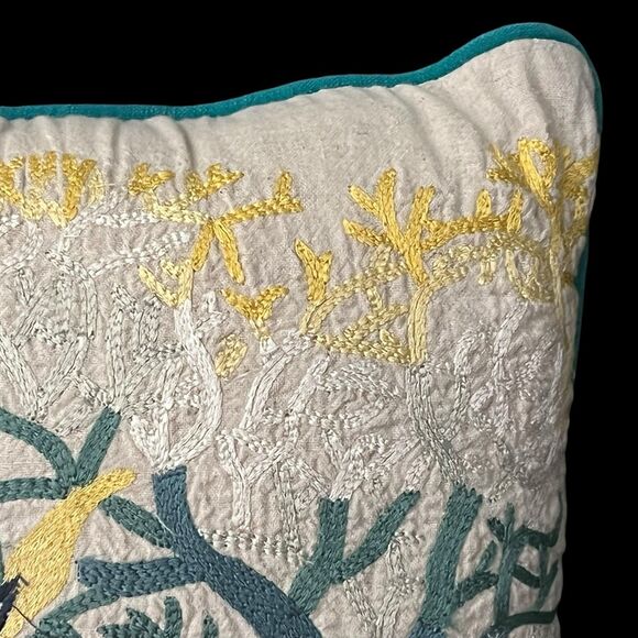 Pier 1 Embroidered Tropical Angelfish Accent Pillow - Picture 4 of 7